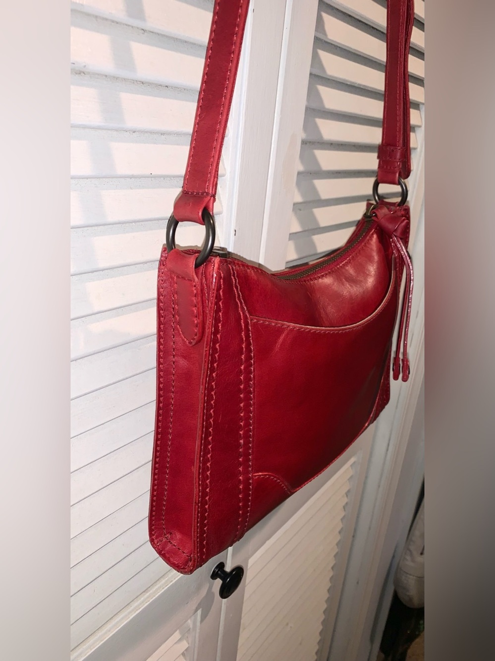 Frye Melissa Genuine Leather crossbody Purse Red - Picture 5 of 11